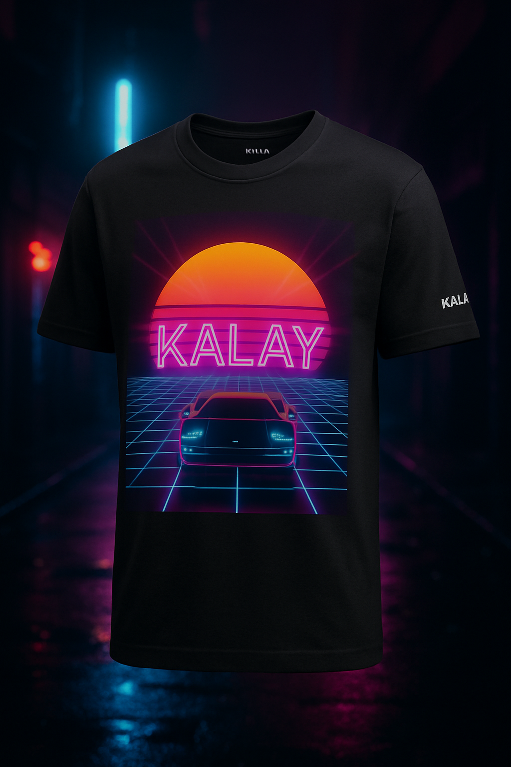 KALAY Grid Runner Collection: Abbigliamento Retrowave Outrun, T-Shirt e Felpe Synthwave 80s Car