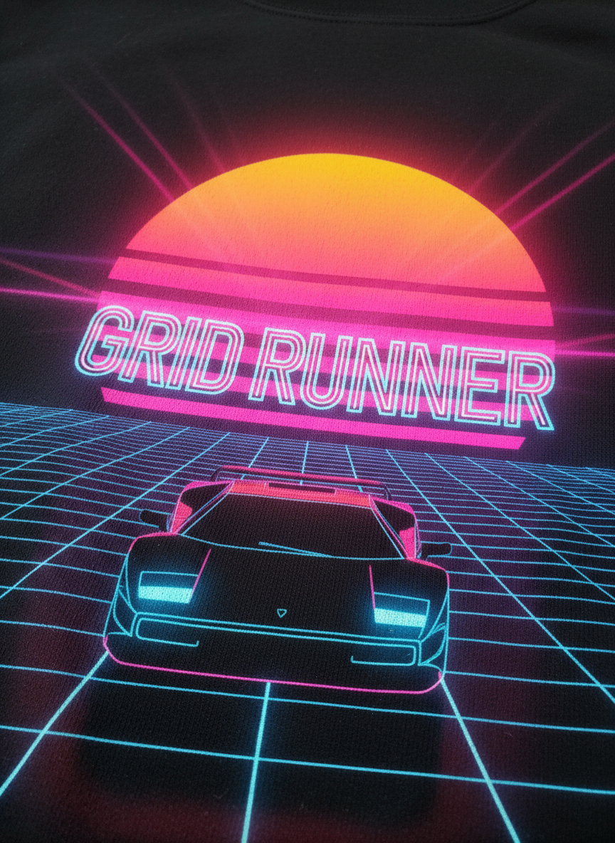 Felpa con Cappuccio "Grid Runner" - Hoodie Retrowave Outrun Car