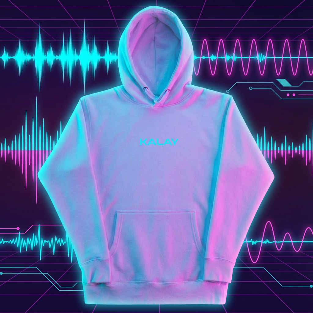 Felpa KALAY Sunset Grid - Hoodie Bianco Synthwave Vaporwave Streetwear Unisex