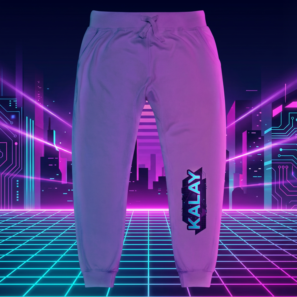 Pantalone KALAY Neon Joggers - Sweatpants Nero Synthwave Streetwear Unisex