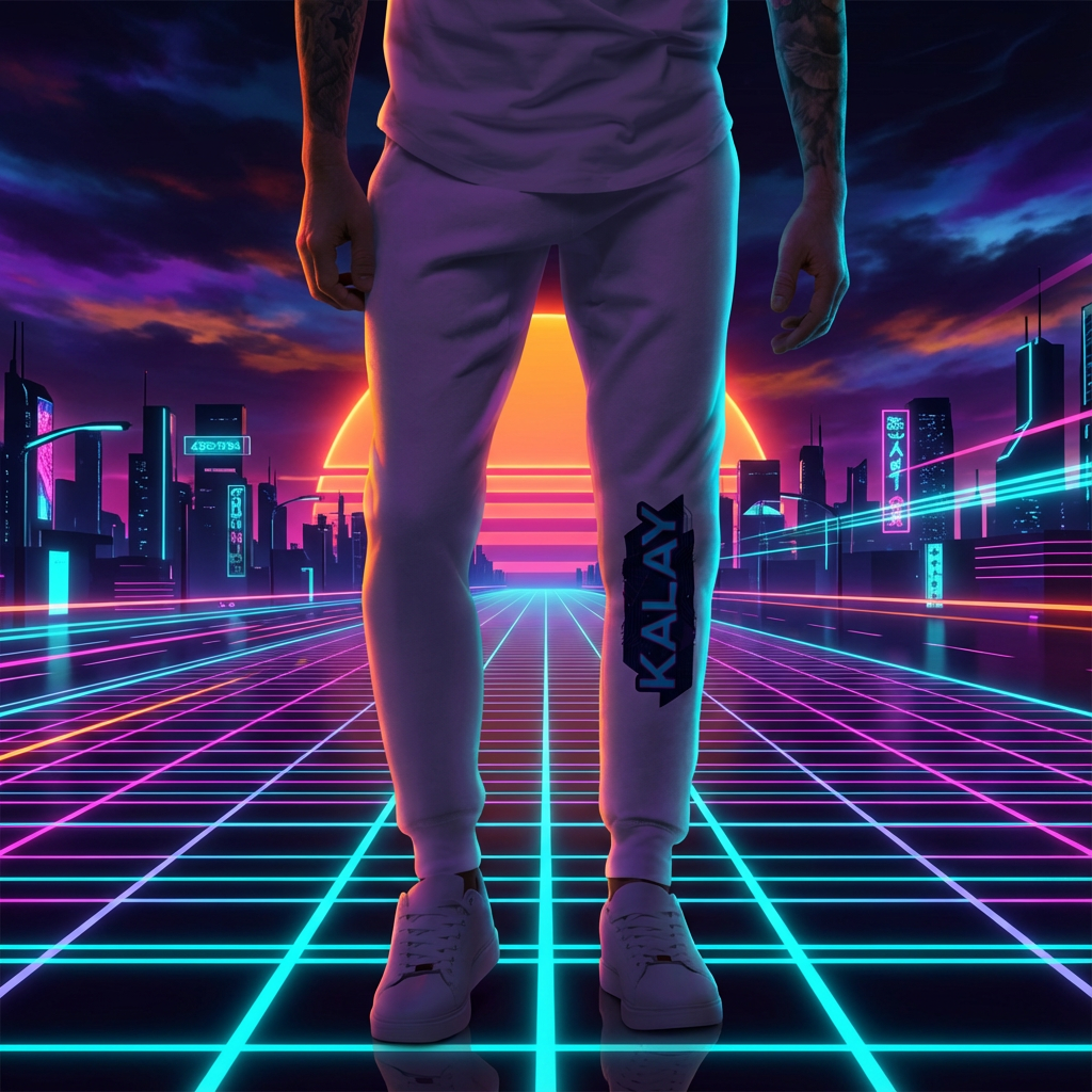 Pantalone KALAY Neon Joggers - Sweatpants Nero Synthwave Streetwear Unisex