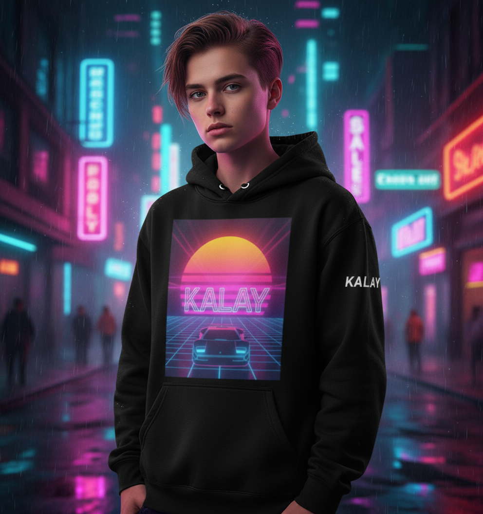 Felpa con Cappuccio "Grid Runner" - Hoodie Retrowave Outrun Car
