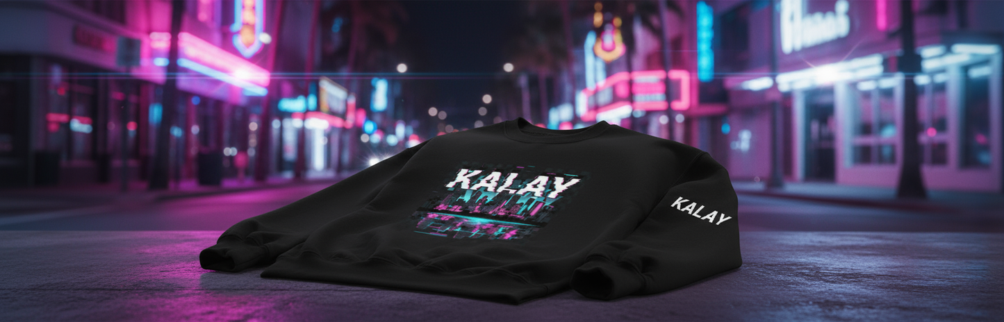 Felpa Girocollo "Palm City" - Abbigliamento Vaporwave Miami Neon