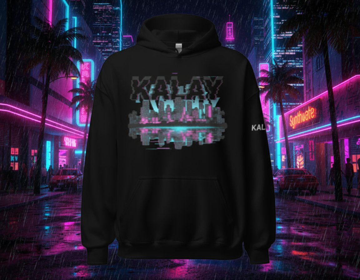 Felpa con Cappuccio "Palm City" - Hoodie Vaporwave Miami Vice