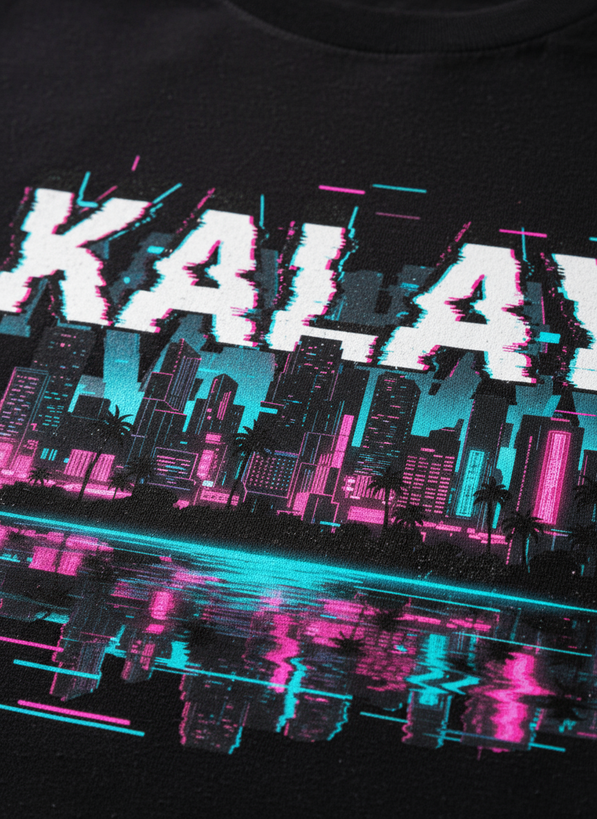 Felpa Girocollo "Palm City" - Abbigliamento Vaporwave Miami Neon