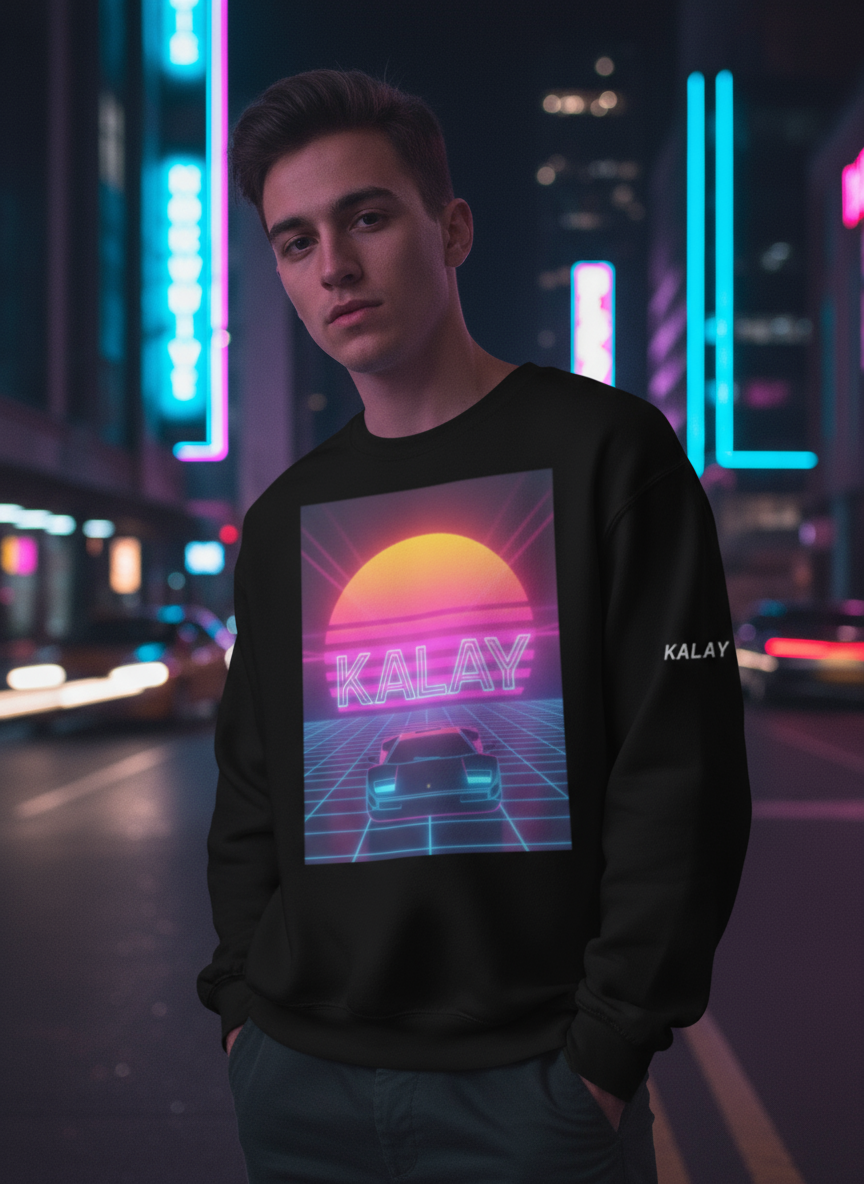 Felpa Girocollo "Grid Runner" - Abbigliamento Synthwave Outrun Car